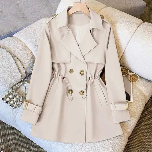 Women's Medium-Long Lined Windbreaker Trench Coat