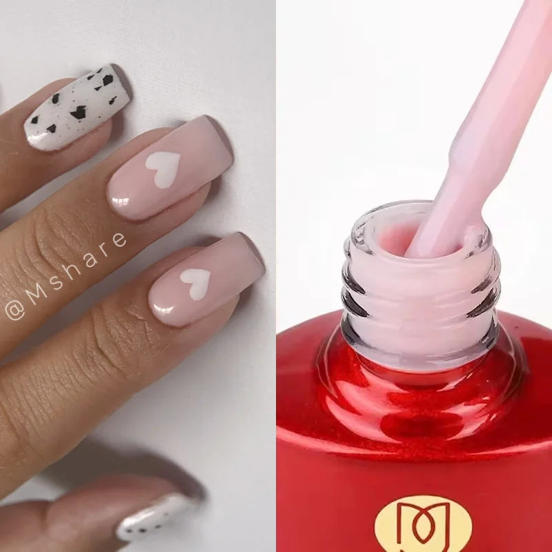MSHARE Milk Milky White Base Gel Polish Camouflage Color Rubber Base Nail base coat 10ml