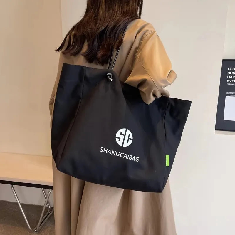 Quality Canvas Tote Bags For Women Letter Graphic Large Capacity Shopper Totes Two-size Shoulder Bag 2023 Simple Fashion Handbag