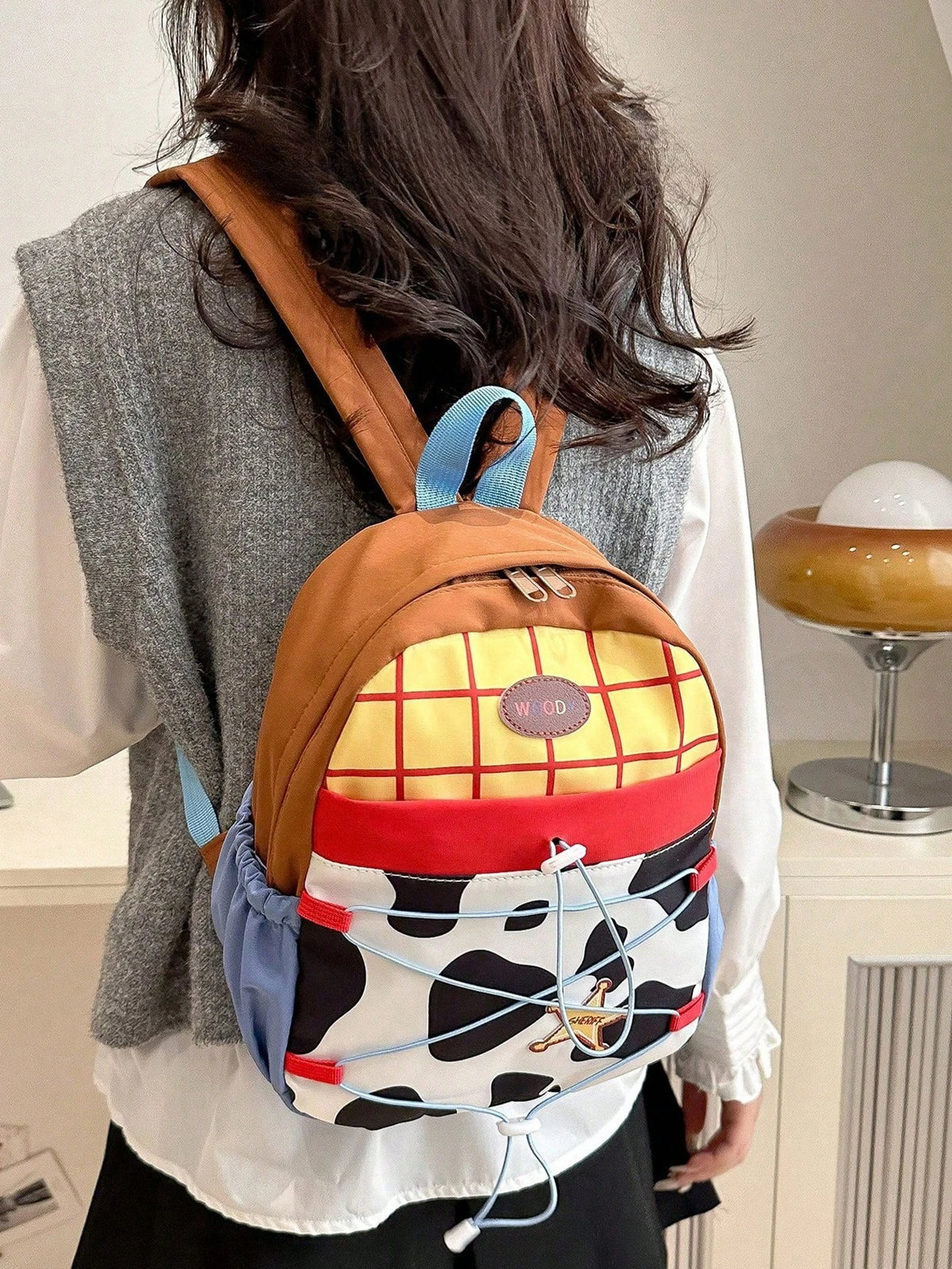 Fashionable Casual Women's Cow Print Nylon Backpack