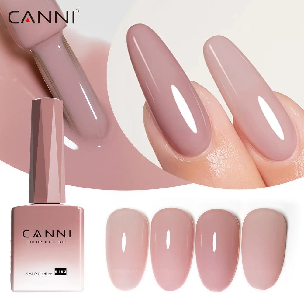 Canni Nail Gel Polish Jelly Nude Color HEMA FREE 9ml Transparent Semi Permanent Natural Nude Collection French Nail Gel Lacquer