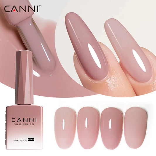 Canni Nail Gel Polish Jelly Nude Color HEMA FREE 9ml Transparent Semi Permanent Natural Nude Collection French Nail Gel Lacquer