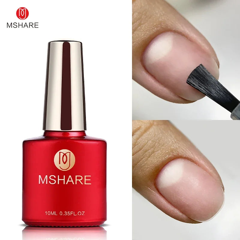 MSHARE Milk Milky White Base Gel Polish Camouflage Color Rubber Base Nail base coat 10ml