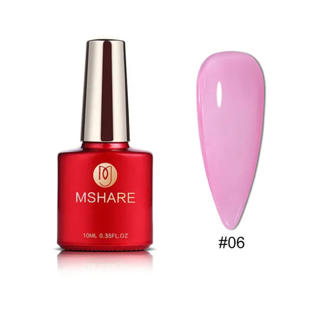 MSHARE Beige Pink Self Leveling Gel Manicure for Finger Nail Extensions Varnish Clear Lacquer Quick Building Diy at Home