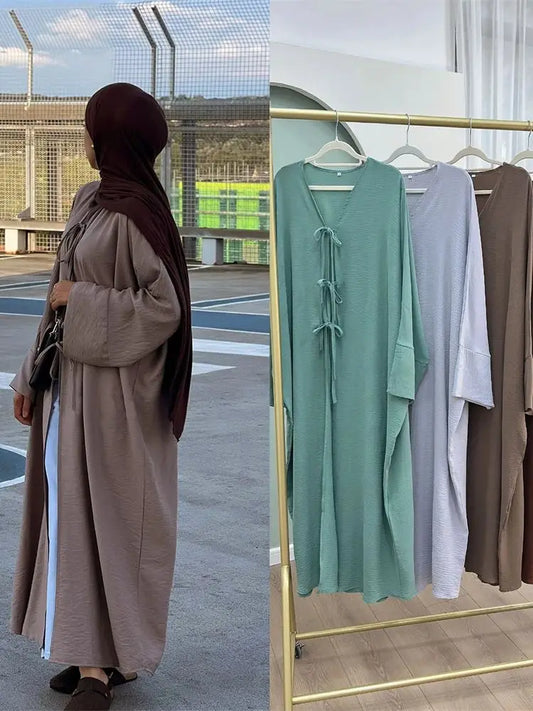 Eid Plain Kimono Abaya Dubai Turkey Islam Muslim Modest Dress Caftan Prayer Clothes Abayas For Women Kaftan Robe Femme Musulmane