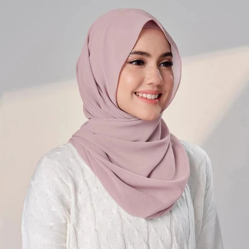 Instant Hijabs With Cap Plain Chiffon Jersey Hijabs For Woman Veil Muslim Islamic Hijab Cap Scarf For Women's Hijabs Headscarf