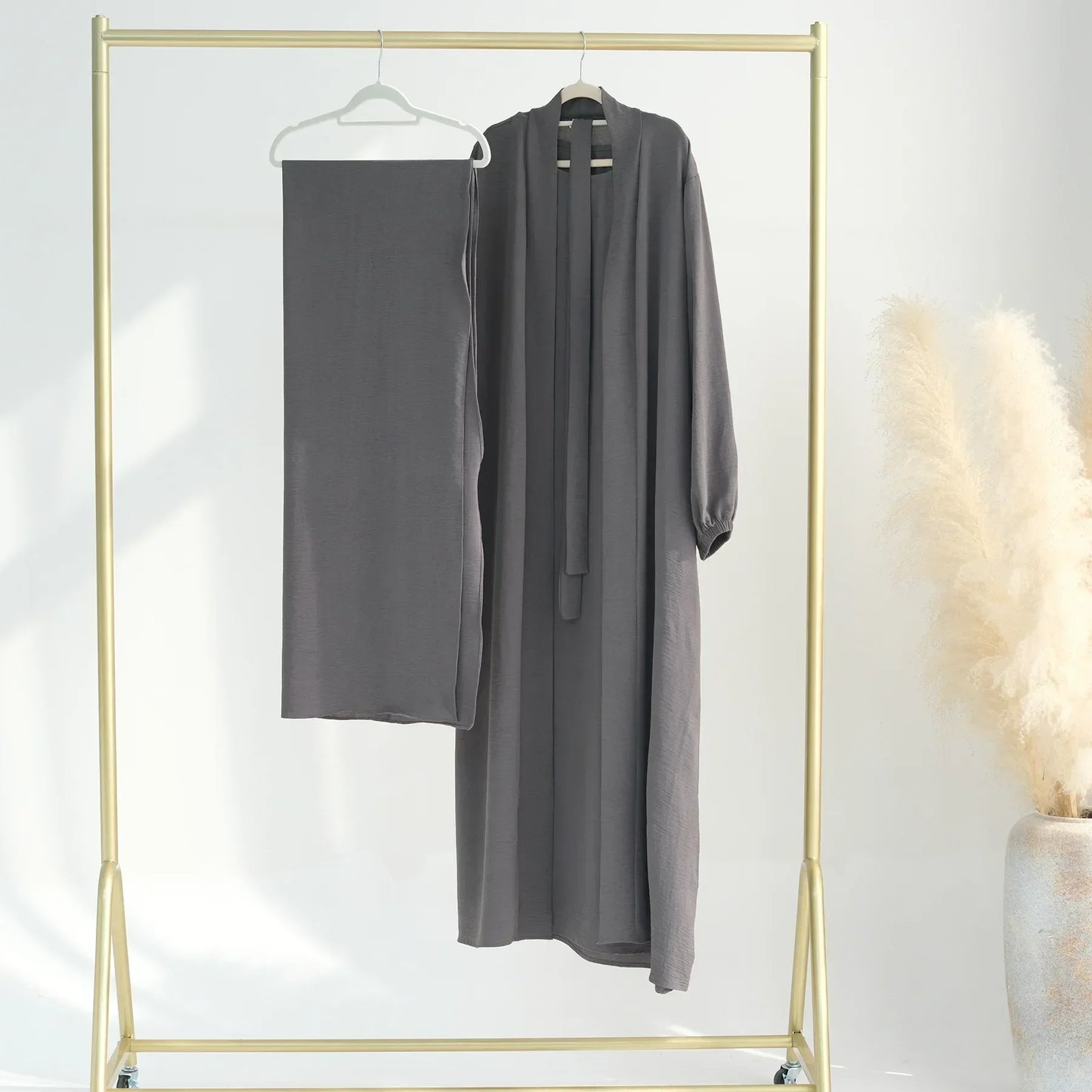 2 Piece Abaya Kimono with Inner Dress Set Muslim Abayas for Women Dubai Luxury Turkey Ramadan Islam Matching Hijab Outfit Kaftan