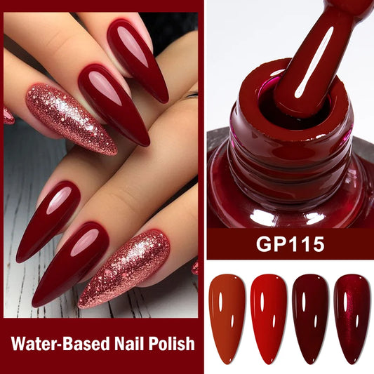MEET ACROSS 8ml Wine Red Color Water-Based Peel Off Nail Polish Glass Bottle Christmas Nail Art Polish DIY Design No Need Lamp