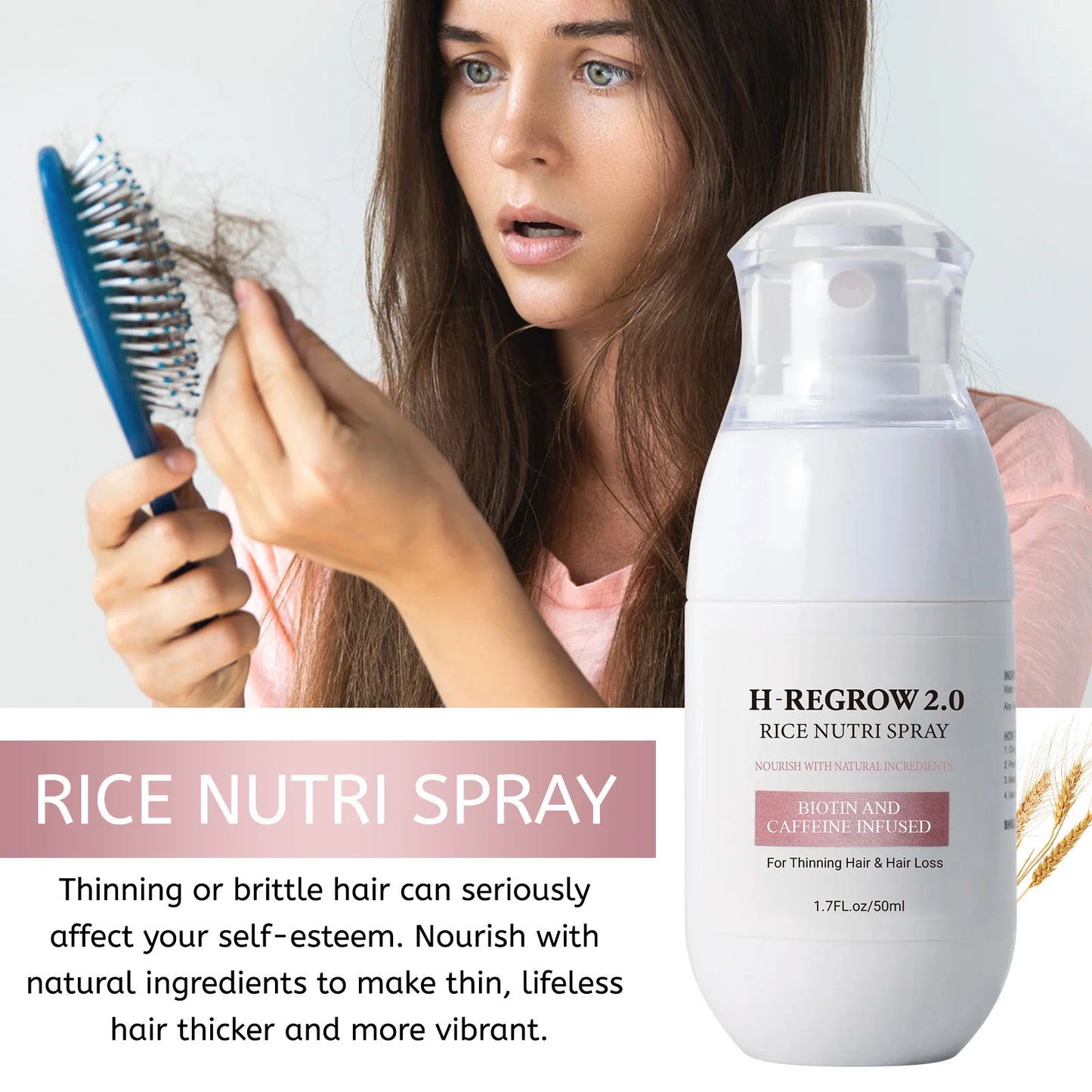 Fermented Rice Water for Hair Growth Hair Regrowth Essential Oil Scalp Treatment Hair Fall Control Serum Plant Dense Hair Spray