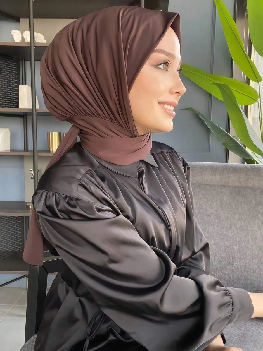 Fastener Instant Hijab for Muslim Women Ready To Wear Head Wraps Full Cover Scarf Headscarf Bonnet Plain Neck Head Shawls