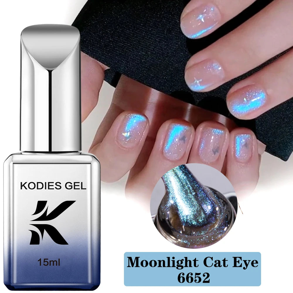 KODIES GEL Moonlight Cat Eye Gel Nail Polish Aurora Blue Strong Magnetic Nail Gel Varnish Semi Permanent UV Glimmer Manicure Art