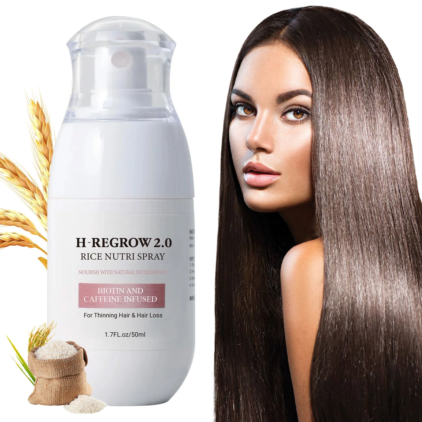 Fermented Rice Water for Hair Growth Hair Regrowth Essential Oil Scalp Treatment Hair Fall Control Serum Plant Dense Hair Spray
