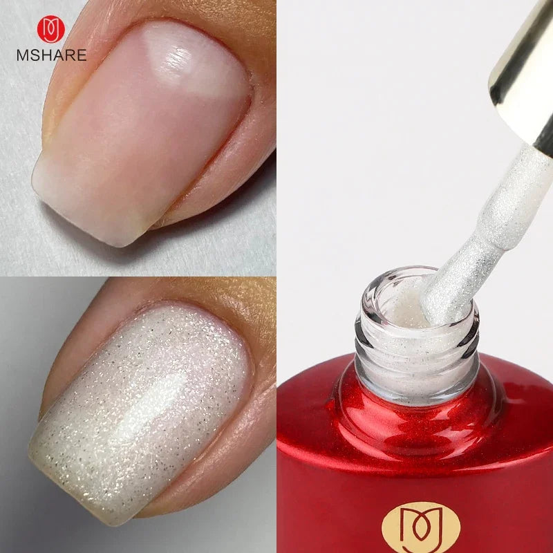 MSHARE Milk Milky White Base Gel Polish Camouflage Color Rubber Base Nail base coat 10ml