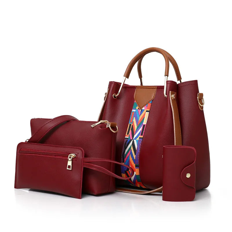 Luxury Handbag Large Capacity Tote Bag 4 Pcs Women's Bag Fashion Shoulder Bag Wallet Card Case