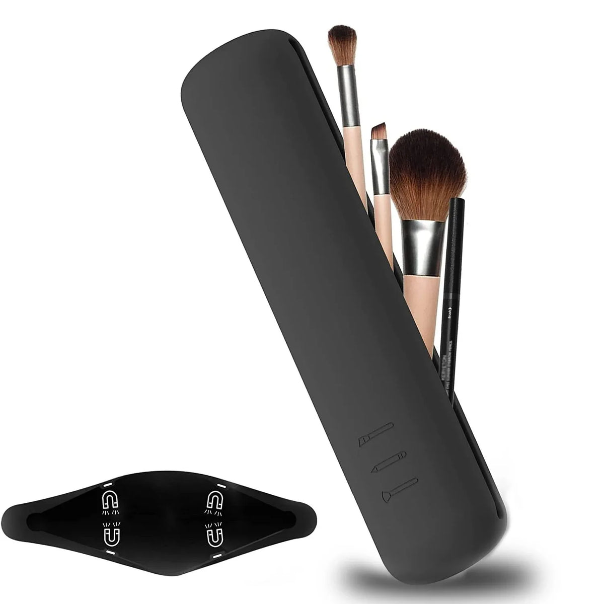 Silicone Brow Pencil Case Makeup Brush Eyeshadow Brush Storage Set Dust-Proof Simple Portable Travel Bag Specific