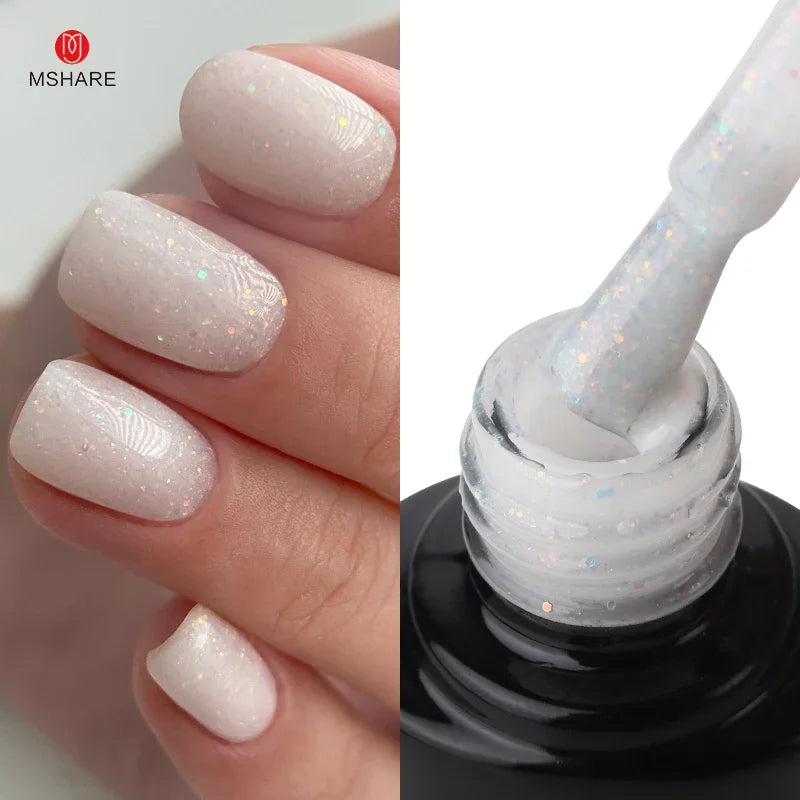 MSHARE Milk Milky White Base Gel Polish Camouflage Color Rubber Base Nail base coat 10ml