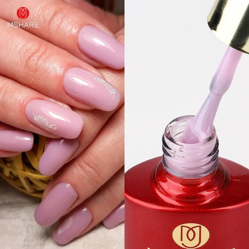 MSHARE Milk Milky White Base Gel Polish Camouflage Color Rubber Base Nail base coat 10ml