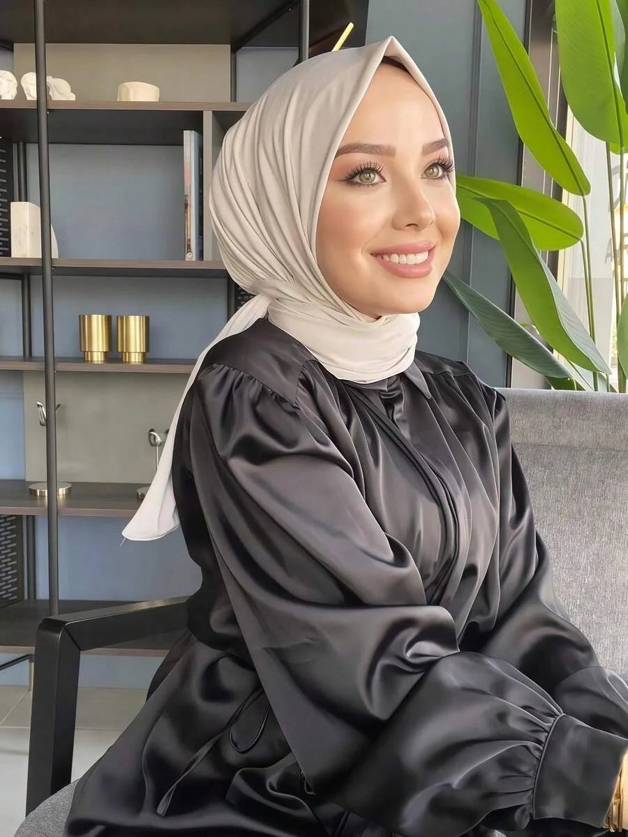 Fastener Instant Hijab for Muslim Women Ready To Wear Head Wraps Full Cover Scarf Headscarf Bonnet Plain Neck Head Shawls