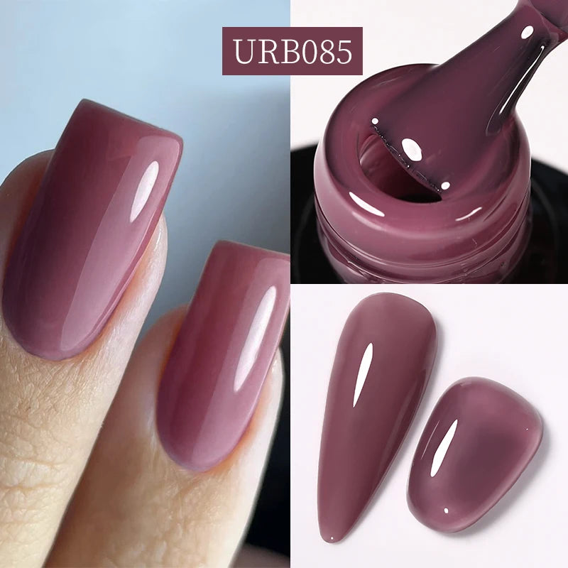 UR SUGAR 7ml Pale Pink Rubber Base Gel Nude Color Semi Permant Soak Off UV LED Self-leveling Gel Varnishes Great Coverage