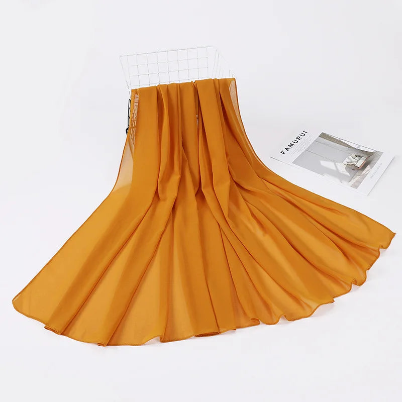 High Quality Muslim Chiffon Hijabs Scarf Women Solid Color Head Wraps Women Hijabs Scarves Foulard Femme Muslim Veil