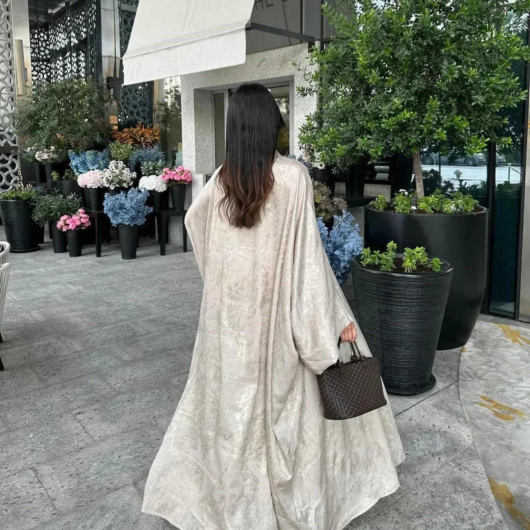 Dubai Women Maxi Dress Abayas Satin Kaftan Muslim Open Front Kimono Cardigan Turkey Islamic Dresses Loose Clothing Robe Arabic