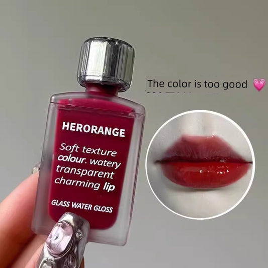 White and Red Toot Lip Lacquer No Stain on Cup! New Arrival Korean Style Low Saturation Lipstick Water Light Mirror Does Not Fade Plain Face