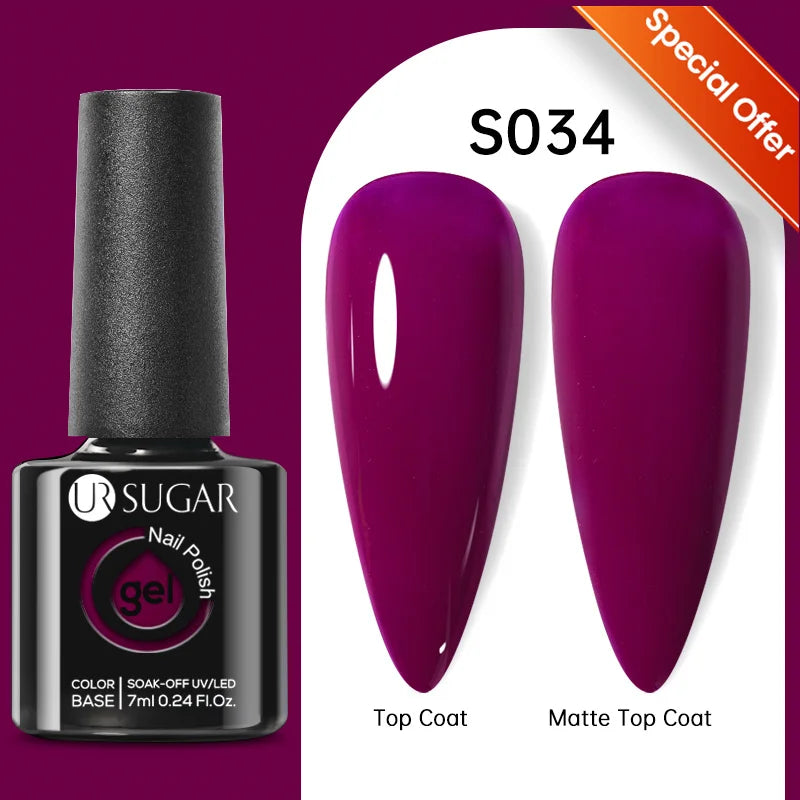 UR SUGAR 7ml Black Red Wine Glitter Gel Nail Polish Shinning Sequin Semi-permanent Varnish UV LED Gel Nail Art Manicure