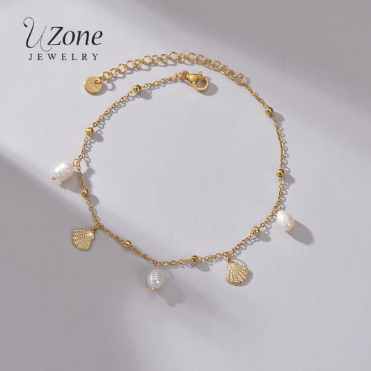 UZone Fashion Bead Pendant Ankle Chain Bracelet On Leg Foot Stainless Steel Adjustable Charm Feet Chain for Women Jelwery Gift