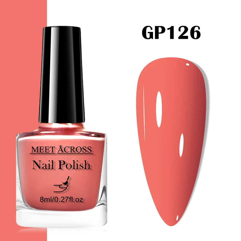 MEET ACROSS 8ml Wine Red Color Water-Based Peel Off Nail Polish Glass Bottle Christmas Nail Art Polish DIY Design No Need Lamp