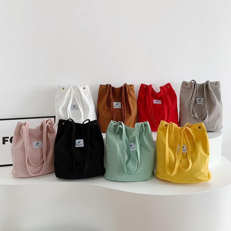 Women's Shoulder Bag Fashion Versatile Corduroy Large Capacity Portable Shopper Totes Female's Casual Travel Handbag