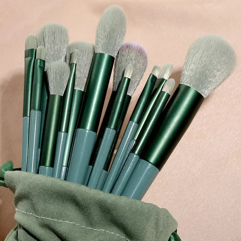 Professional 13-Piece Luxury Makeup Brush Set with Travel Pouch