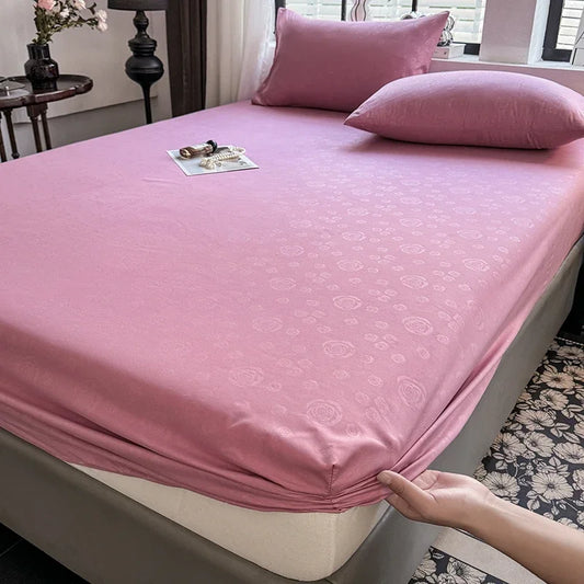 Brushed Fitted Sheet Elastic Bedsheet for Home Breathable Bed Linen Sabanas Para Cama Simple Style Bed Covers (No Pillowcase)