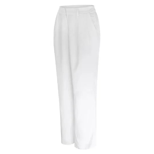 Women's High-Waisted Straight-Leg Trousers Casual Office Wear Slim-Fit Cut Solid-Colour Suit Trousers