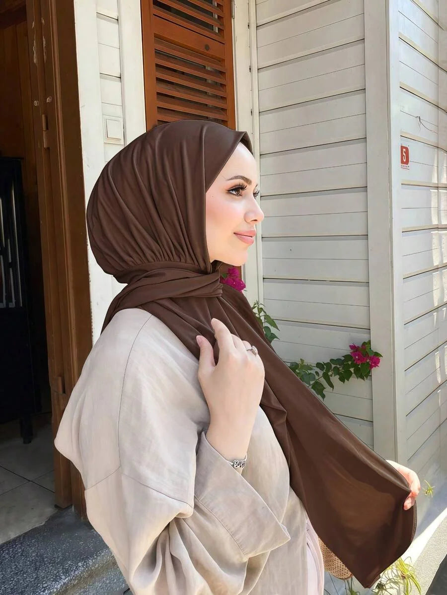 Fastener Instant Hijab for Muslim Women Ready To Wear Head Wraps Full Cover Scarf Headscarf Bonnet Plain Neck Head Shawls