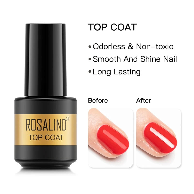 ROSALIND Nail Gel Polish Semipermanent UV Led Esmalte For Nail Art Varnish Hybrid Top Coat Regular Polish Gel Nail Accessories