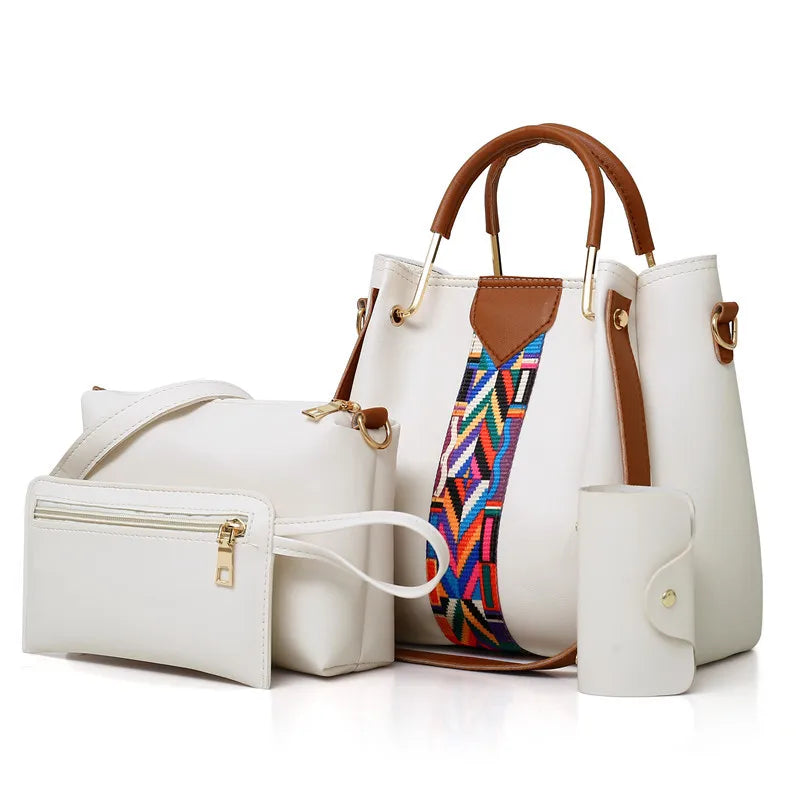 Luxury Handbag Large Capacity Tote Bag 4 Pcs Women's Bag Fashion Shoulder Bag Wallet Card Case