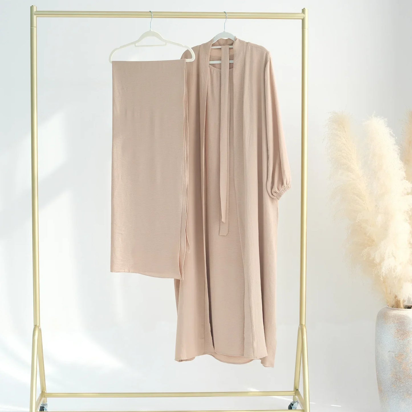 2 Piece Abaya Kimono with Inner Dress Set Muslim Abayas for Women Dubai Luxury Turkey Ramadan Islam Matching Hijab Outfit Kaftan