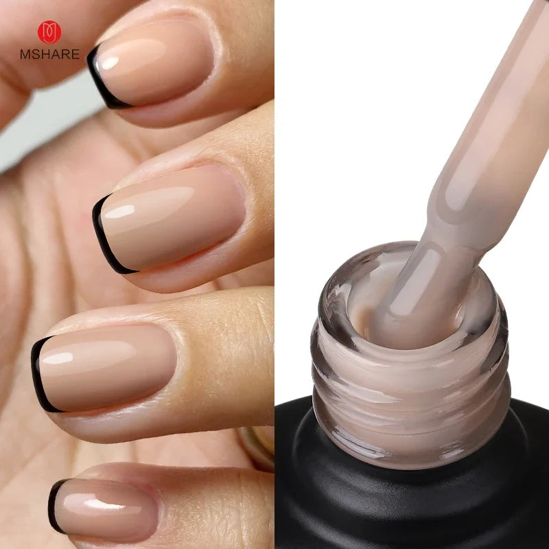 MSHARE Milk Milky White Base Gel Polish Camouflage Color Rubber Base Nail base coat 10ml