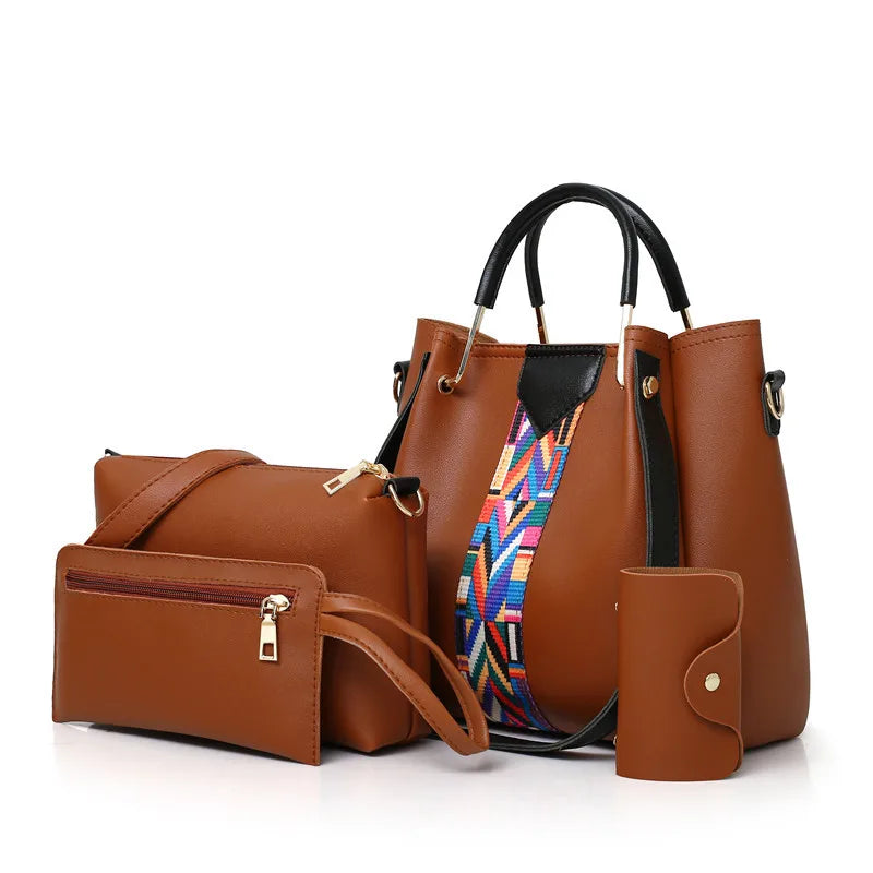 Luxury Handbag Large Capacity Tote Bag 4 Pcs Women's Bag Fashion Shoulder Bag Wallet Card Case