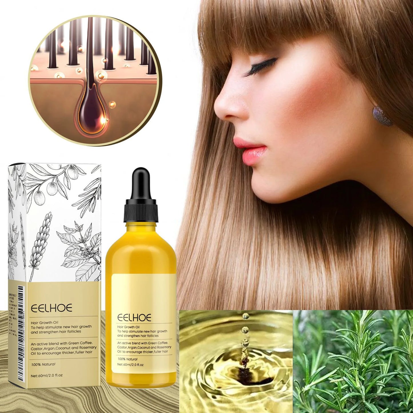 Organic Rosemary & Lavender Dense Hair Growth & Scalp Treatment Oil
