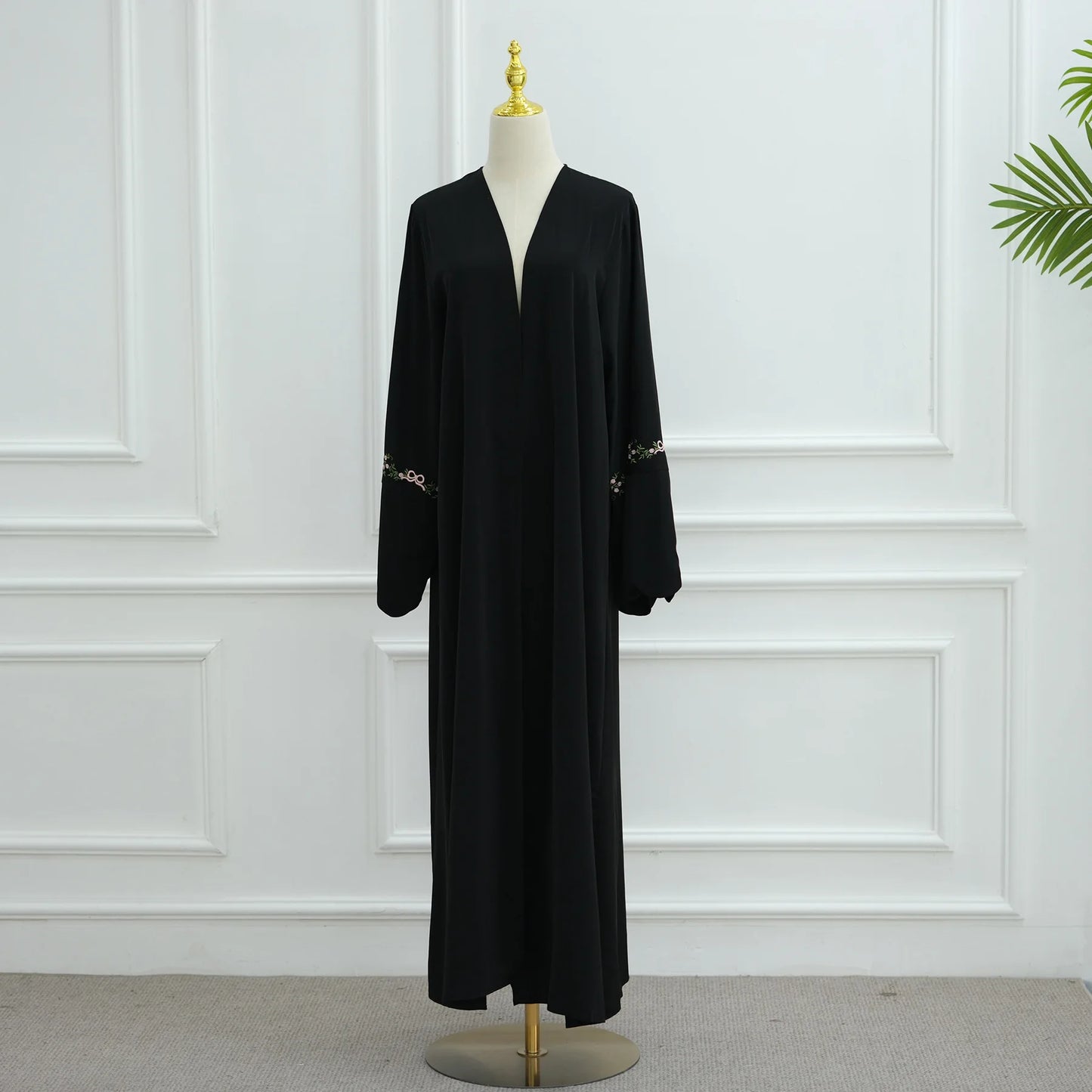 Luxurious Floral Embroidery Hijab Dress for Muslim Women Elegant Dubai Modest Abaya Eid Islam Party Jalabiya Turkey Kaftan Robe