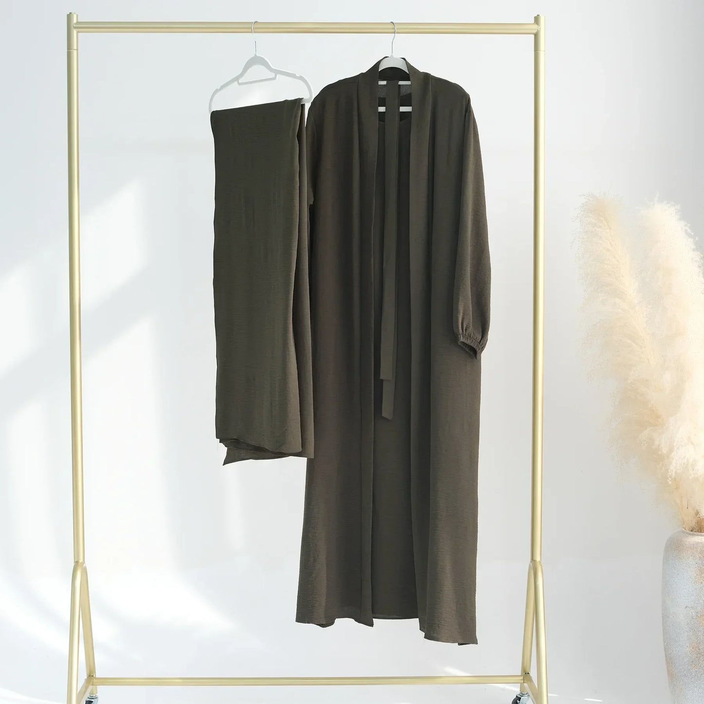 2 Piece Abaya Kimono with Inner Dress Set Muslim Abayas for Women Dubai Luxury Turkey Ramadan Islam Matching Hijab Outfit Kaftan