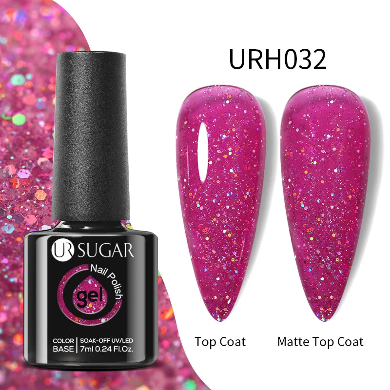UR SUGAR 7ml Black Red Wine Glitter Gel Nail Polish Shinning Sequin Semi-permanent Varnish UV LED Gel Nail Art Manicure