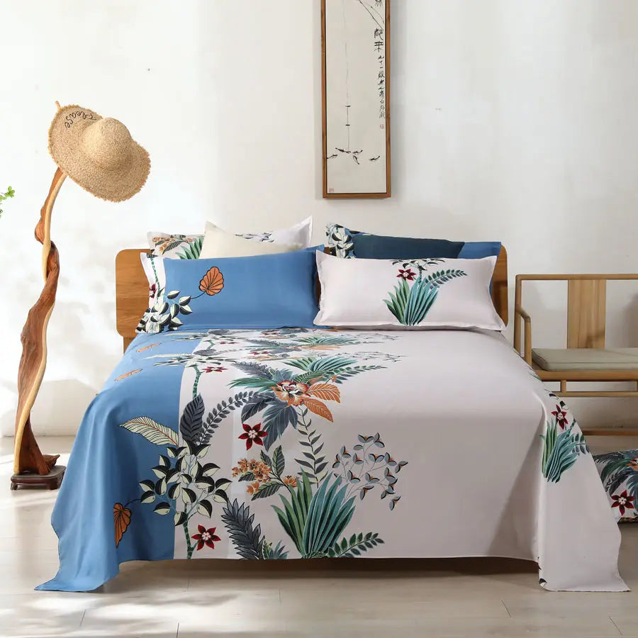 1Pcs Bed Sheet Home Textile Modern Polyester Cotton Flat Sheets Bed Linens Single Queen King Size Bedspread(No Pillow Covers)
