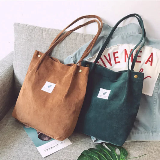 Bags for Women 2025 Corduroy Shoulder Bag Reusable Shopping Bags Casual Tote Female Handbag for A Certain Number of Dropshipping