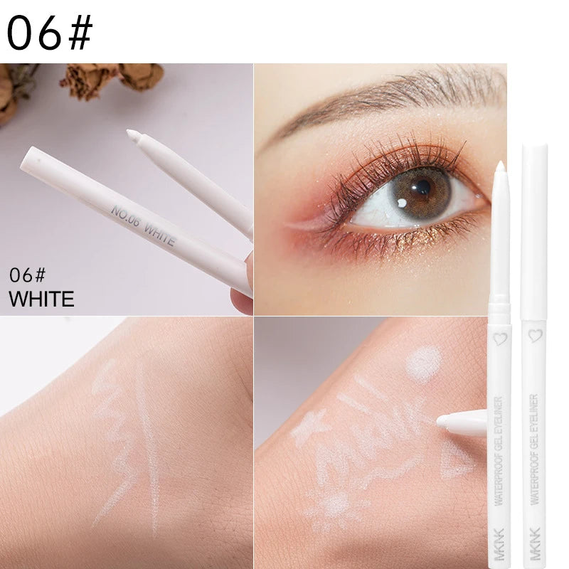 Waterproof Eyeliner Pen White Black Brown Long Lasting Quick-drying Pencil Not Blooming Liquid Eyeliner Gel Eyes Makeup Cosmetic