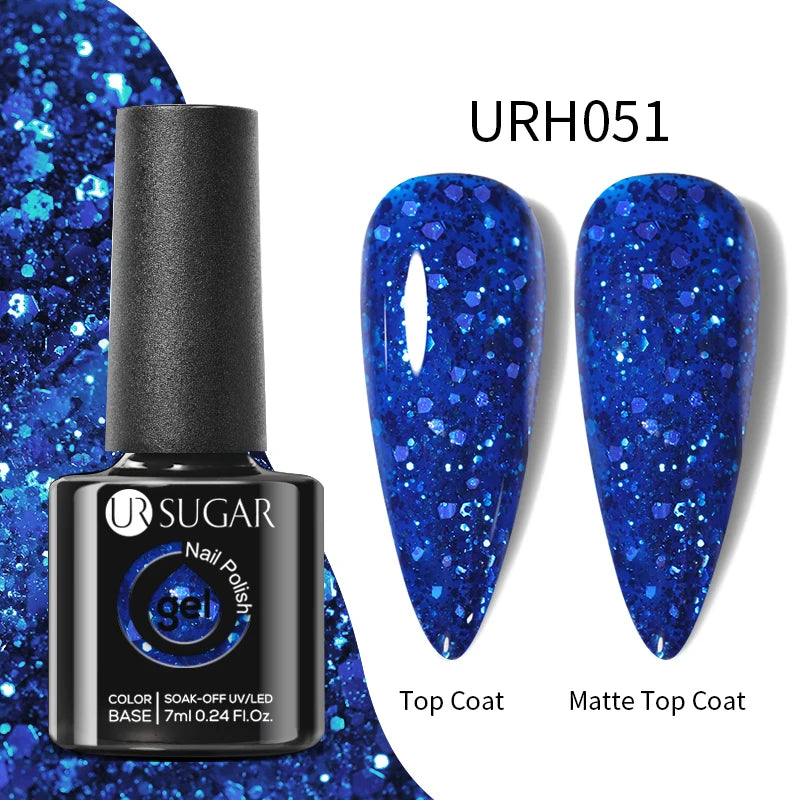 UR SUGAR 7ml Black Red Wine Glitter Gel Nail Polish Shinning Sequin Semi-permanent Varnish UV LED Gel Nail Art Manicure