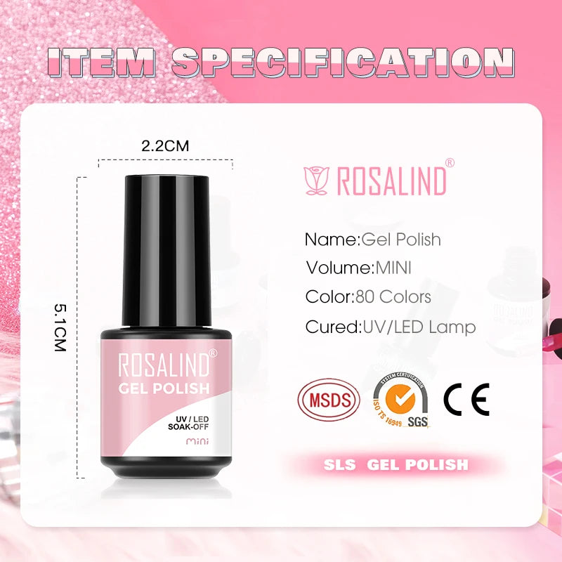 ROSALIND Nail Gel Polish Semipermanent UV Led Esmalte For Nail Art Varnish Hybrid Top Coat Regular Polish Gel Nail Accessories