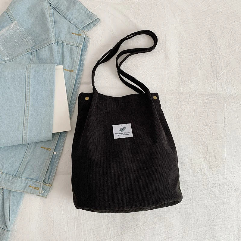 Women's Shoulder Bag Fashion Versatile Corduroy Large Capacity Portable Shopper Totes Female's Casual Travel Handbag