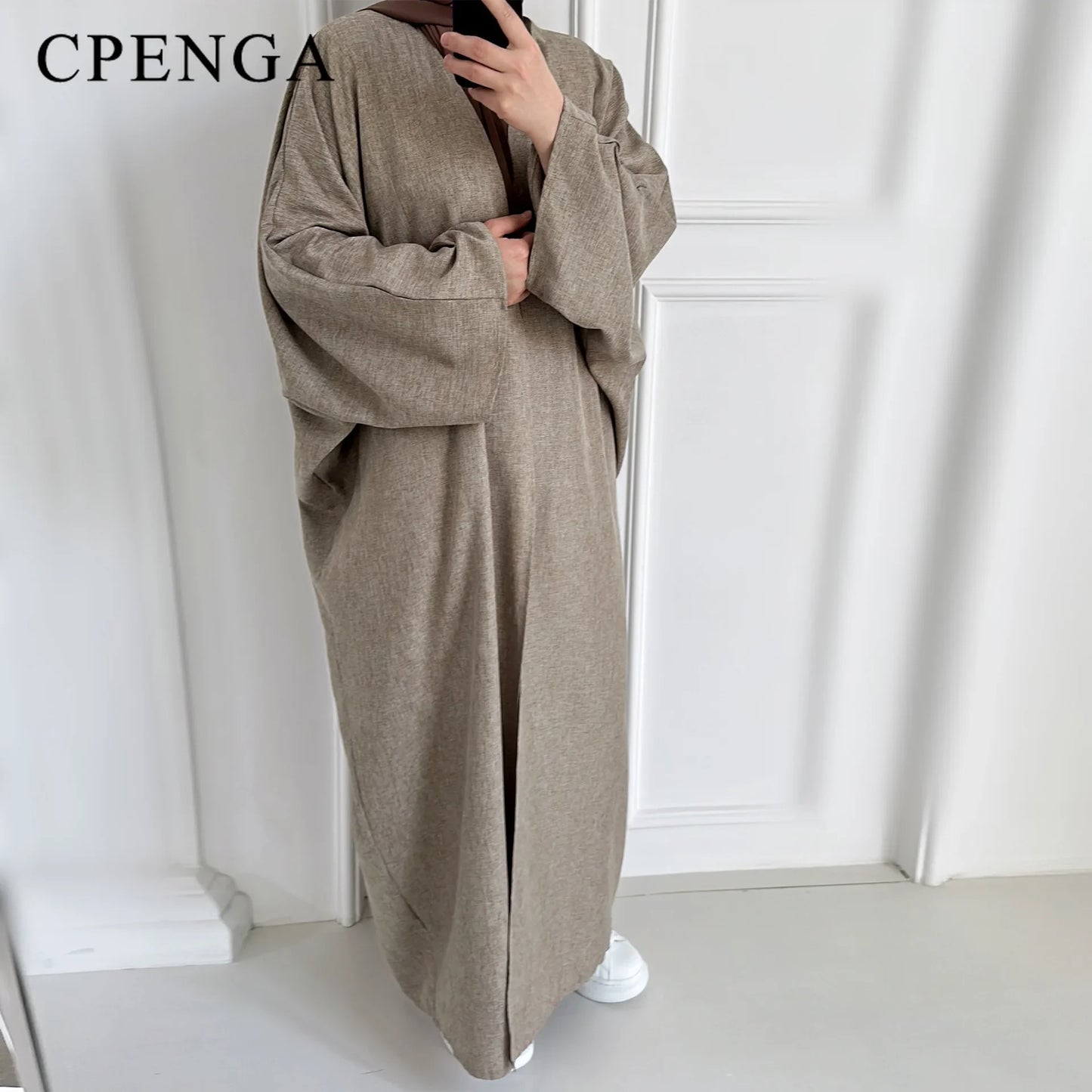 Eid Ramadan Open Abaya for Women Plain Dubai Causal Cotton Linen Modest Abayas Kimono Turkey Muslim Coat Islamic Clothing Robe